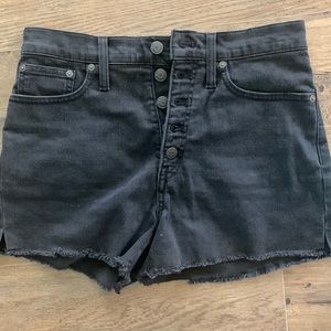 Madewell high waisted short, black with button fly